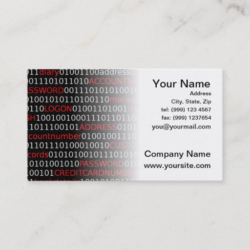 Customizable Data Security Business Card (white)