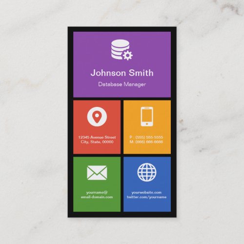 Database Manager _ Colorful Tiles Creative Business Card