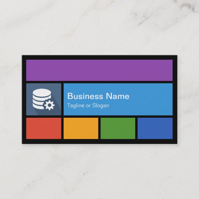 Database Manager - Colorful Tiles Creative Business Card (Front)