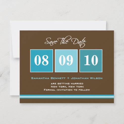 Date Blocks Save The Date Card - Turquoise