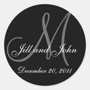 Date, Bride Groom Names Monogram Wedding Sticker