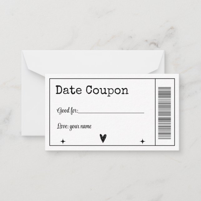 Date Coupon Note Card (Front)