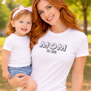 Date Established Est Mom Black Script T-Shirt