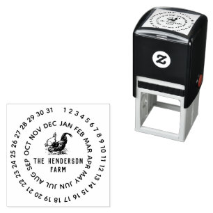Date & Farm Name Personalized Chicken Egg Self-inking Stamp