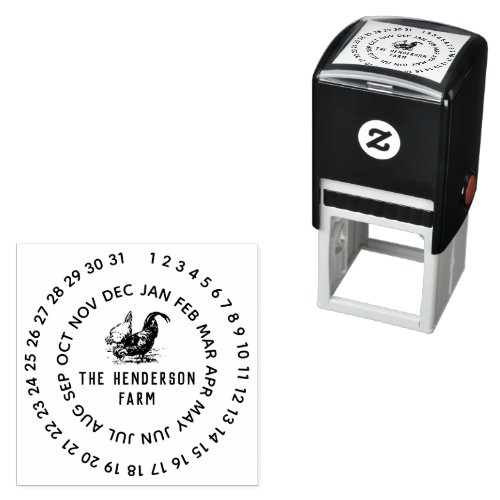 Date  Farm Name Personalized Chicken Egg Self_inking Stamp