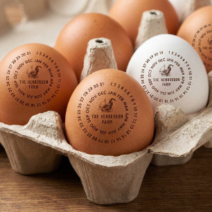 Date & Farm Name Personalized Chicken Egg Self-inking Stamp