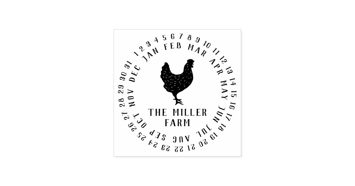 Date & Farm Name Personalized Chicken Egg Stamp | Zazzle.com