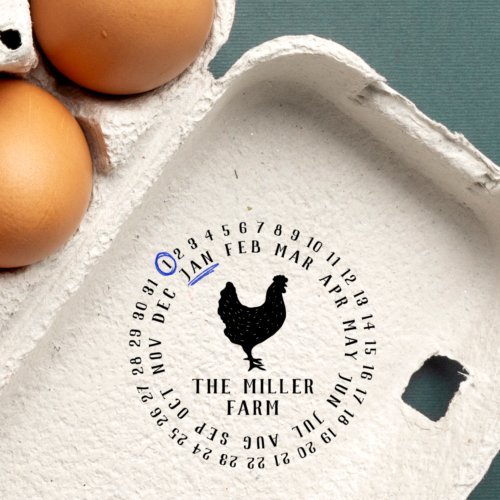 Date  Farm Name Personalized Chicken Egg Stamp