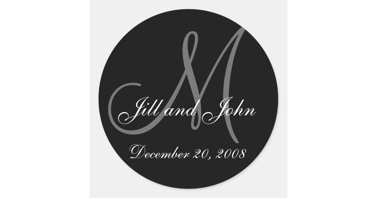 Date, First Names and Initial Monogram Sticker | Zazzle