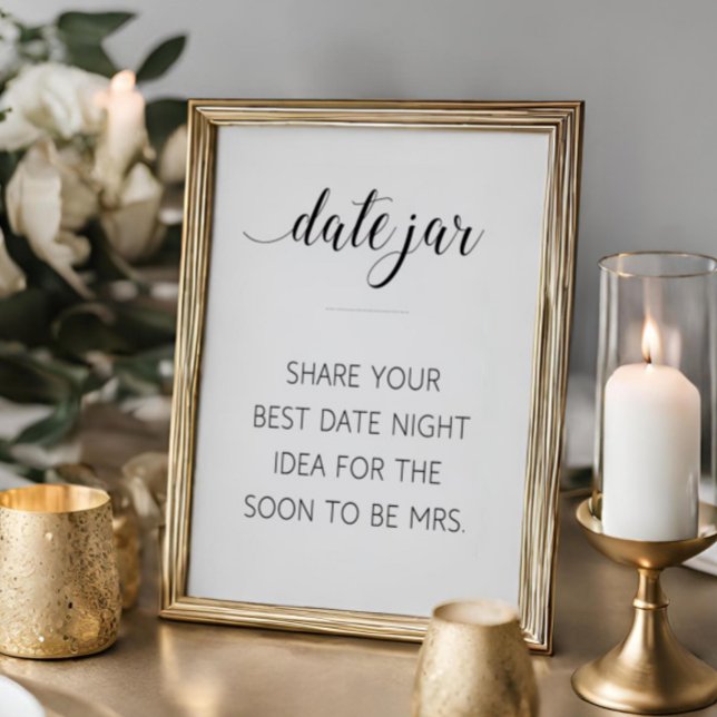 Date Idea For Wedding Couple Elegant Bridal Shower Poster (Creator Uploaded)