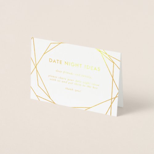 Date Ideas Asymmetrical Geometric Wedding Decor Foil Card