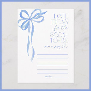 Date Ideas Blue Bow Bridal Shower Game Postcard