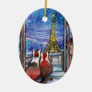 Date in the Night Ceramic Ornament