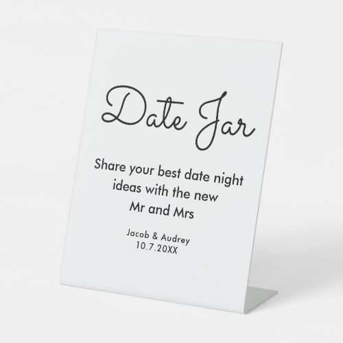 Date Jar Black White Wedding Shower  Pedestal Sign