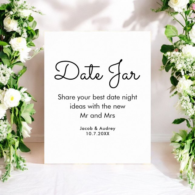 Date Jar Black White Wedding Shower Poster (Creator Uploaded)