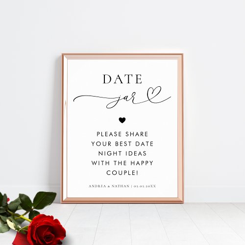 Date Jar Heart Script Minimal Bridal Shower Sign