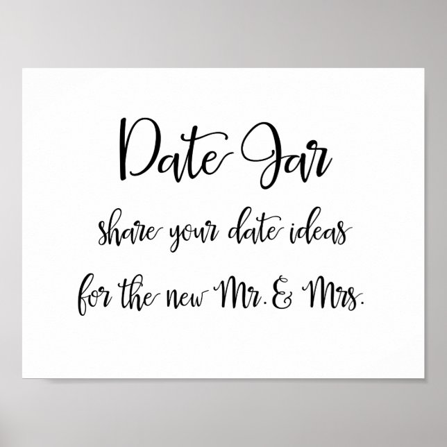 Date jar ideas wedding sign (Front)