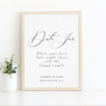 Date Jar Modern Black Bridal Shower Activity Sign<br><div class="desc">Date Jar Modern Black Bridal Shower Activity Sign</div>