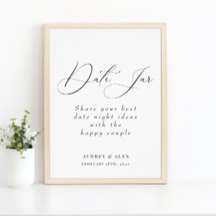 Date Jar Modern Black Bridal Shower Activity Sign