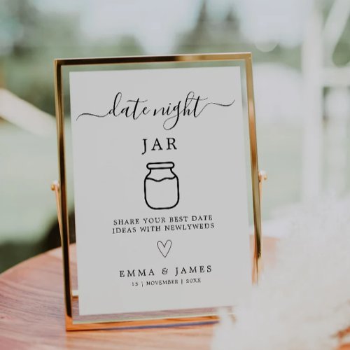 Date Jar Sign & Date Night Ideas Wedding Card