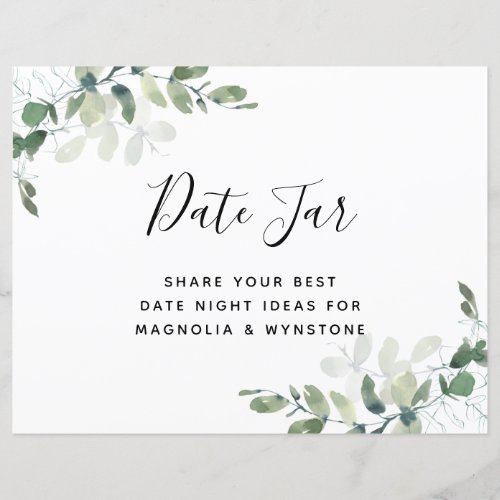 Date Jar Sign _ Eucalyptus Bridal Shower