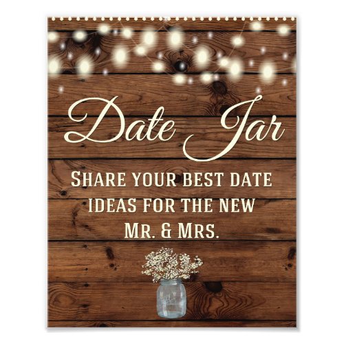 Date Jar Wedding Sign Wedding Decor Rustic Photo Print