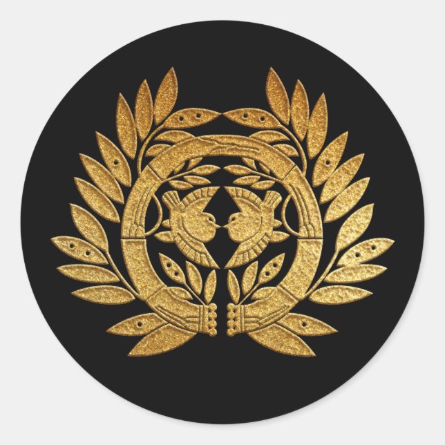 Date Kamon Takeni Suzume in Gold Classic Round Sticker (Front)