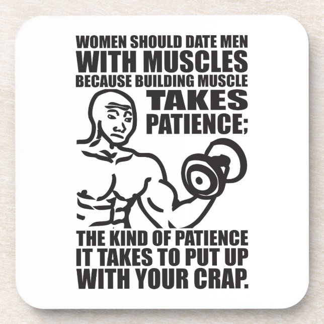 Date Men With Muscles - Funny Bodybuilding Beverage Coaster (Front)
