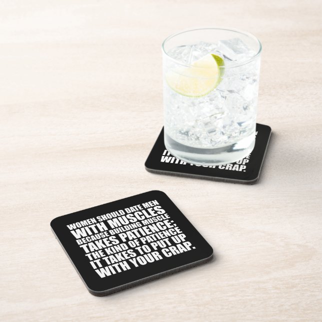 Date Men With Muscles - Funny Bodybuilding Drink Coaster (Right Side)