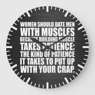 Date Men With Muscles - Funny Bodybuilding Large Clock