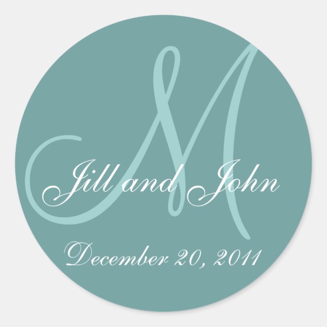 Date Names and Initial Monogram Blue Sticker (Front)