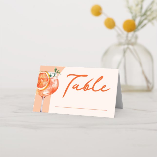 Date Night Aperol Spritz Bridal Shower Table Place Card (Front)