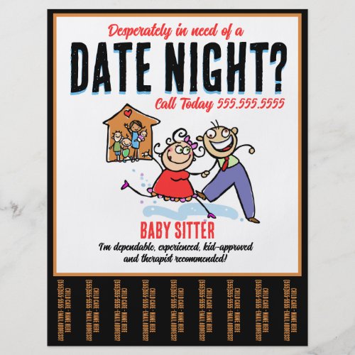 Date Night Babysitting Child Care Flyer