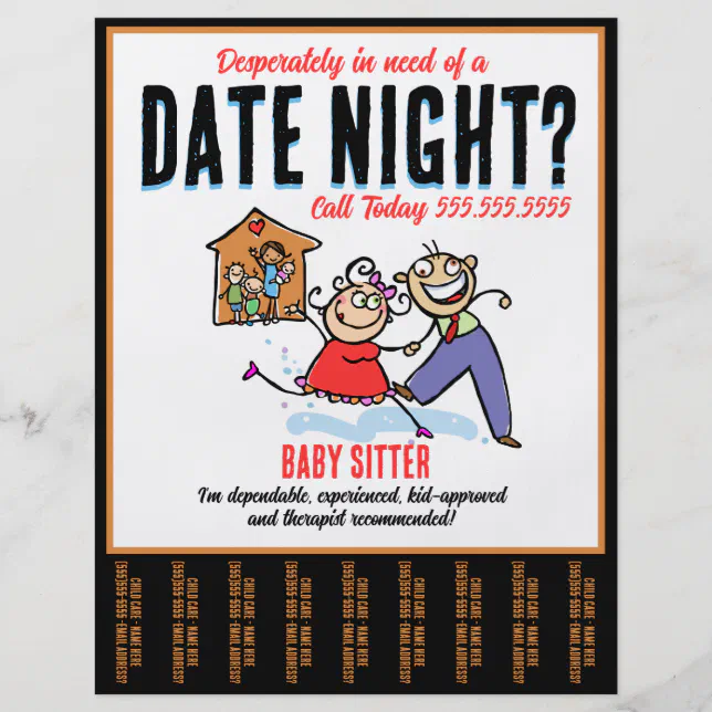 Date Night Babysitting Child Care Flyer Zazzle