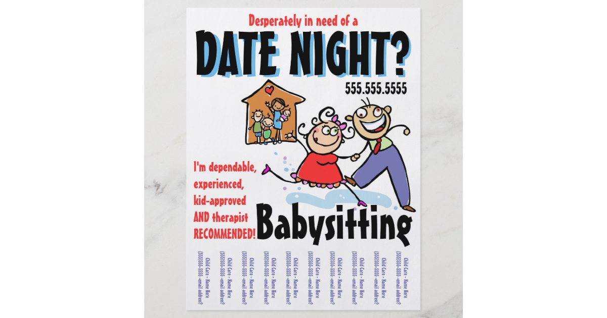  Date  Night Babysitting Child  Care Flyer Zazzle com