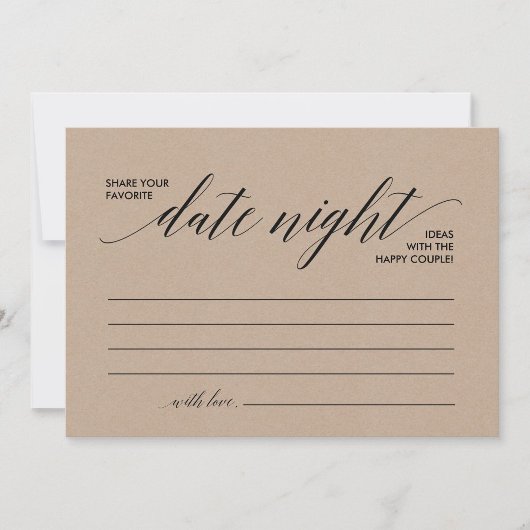 Date Night Card template, date night ideas (Kraft) | Zazzle