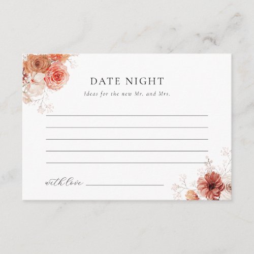 Date Night Fall Floral Bridal Shower Advice Enclosure Card