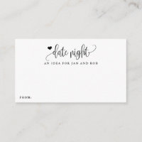 Date Night Idea Heart Minimalist Calligraphy Cards