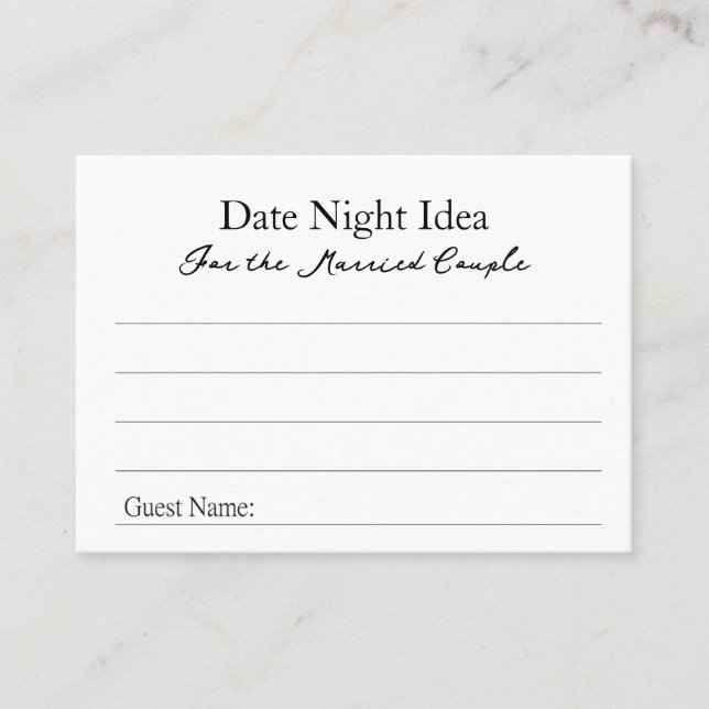 Date Night Ideas Advice Card (Front)