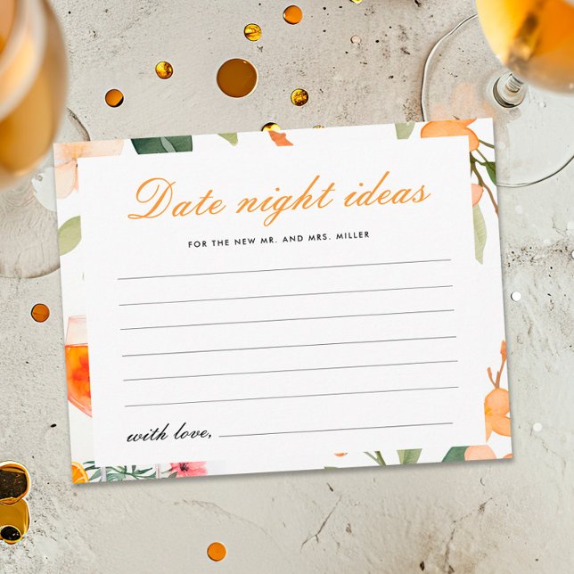 Date Night Ideas Aperol Spritz Bridal Shower Enclosure Card (Creator Uploaded)