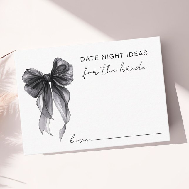 Date Night Ideas Black Bow Bridal Shower Enclosure Card (Date Night Ideas Black Bow Bridal Shower Enclosure Card)