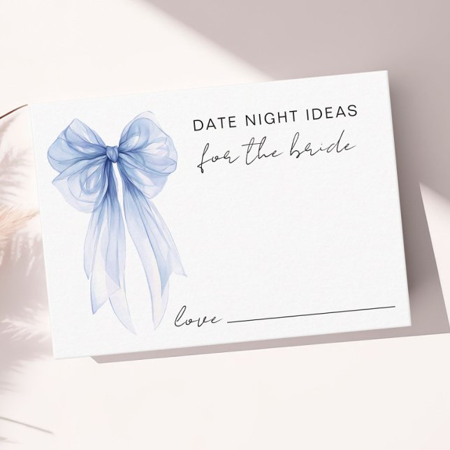 Date Night Ideas Blue Bow Bridal Shower Enclosure Card (Date Night Ideas Blue Bow Bridal Shower Enclosure Card)