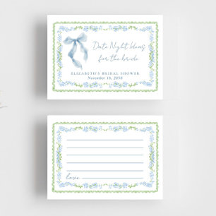 Date Night Ideas Blue Bow Bridal Shower Enclosure Card