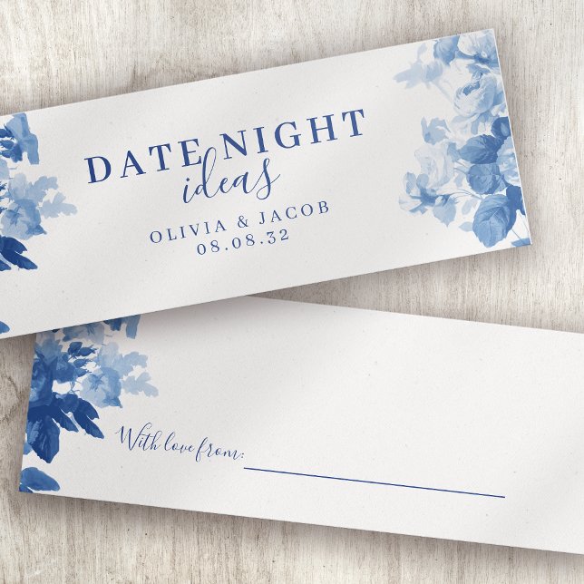 Date Night Ideas Blue Floral Bridal Shower Wedding (Creator Uploaded)