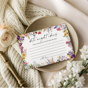 Date Night Ideas Bridal Shower Floral Game Enclosure Card