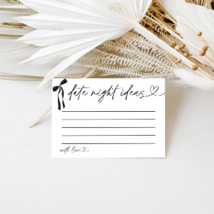 Date Night Ideas Bridal Shower Game Black Bow Enclosure Card