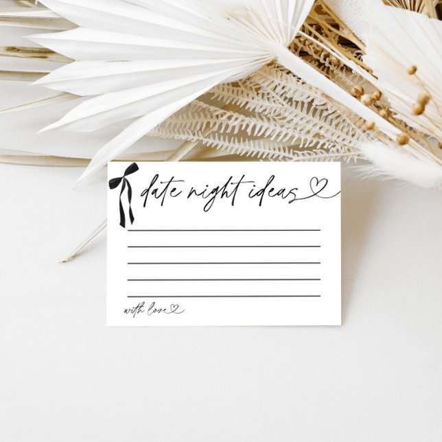 Date Night Ideas Bridal Shower Game Black Bow Enclosure Card (Creator Uploaded)