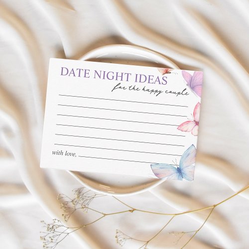 Date Night Ideas Bridal Shower Game Butterfly Enclosure Card