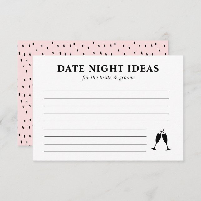Date Night Ideas Bridal Shower Game Enclosure Card (Front/Back)