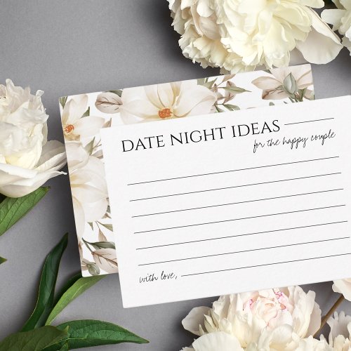 Date Night Ideas Bridal Shower Game Modern Script Enclosure Card